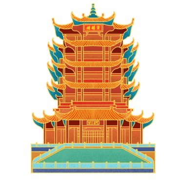 中国风-金边国潮建筑插画2