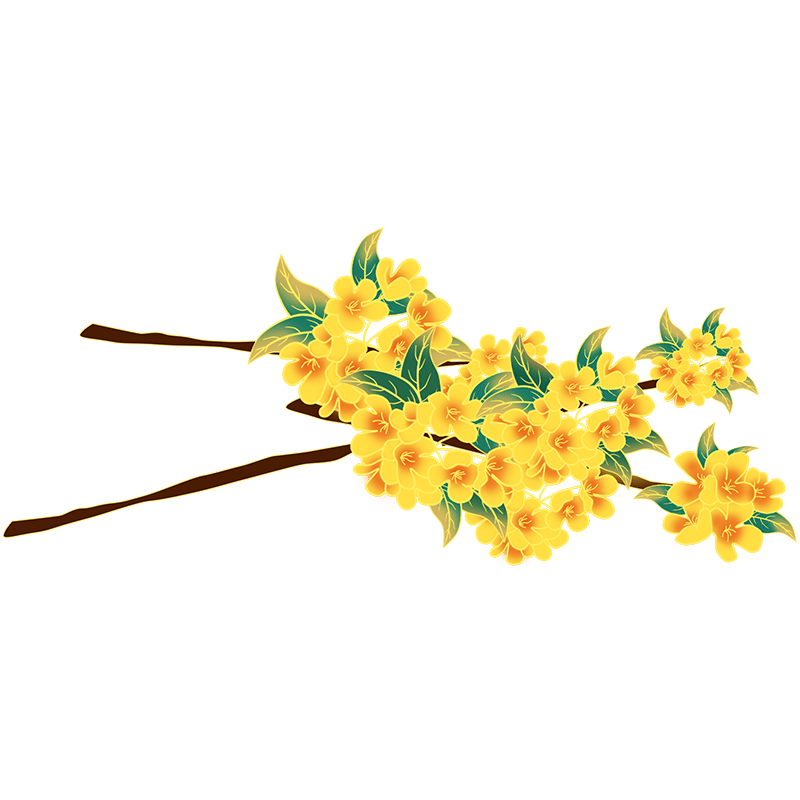 桂花树枝中国风中秋节元素贴纸预览效果