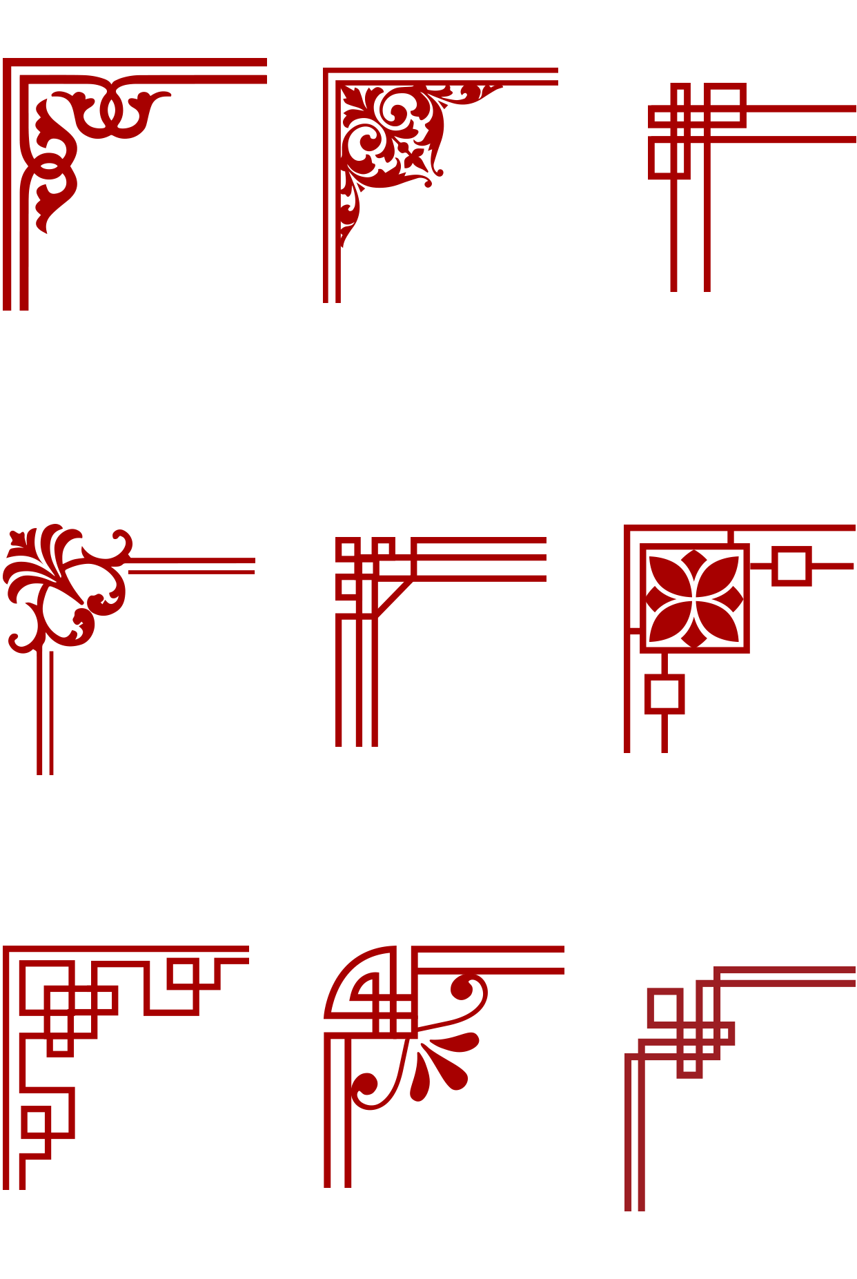中国风中式红色边框角元素素材组合合集预览效果