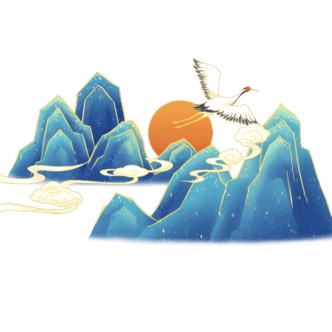 中国风中式国潮插画山水元素素材