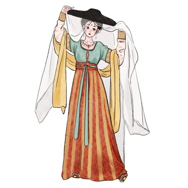 手绘-武侠元素人物插画贴纸-侍女