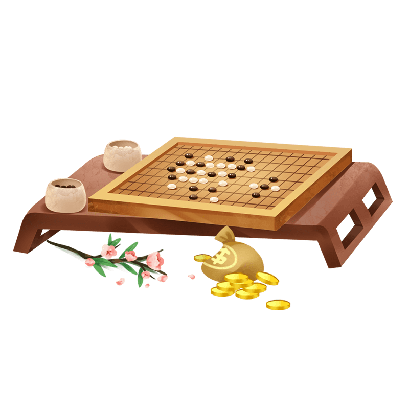 手绘围棋元素贴纸预览效果