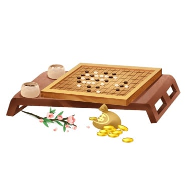 手绘围棋元素贴纸