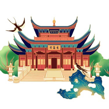 手绘-国潮风建筑