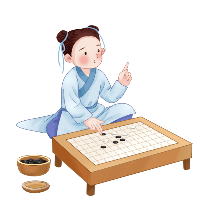 古代孩子下棋棋盘元素预览效果