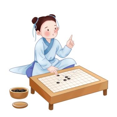 古代孩子下棋棋盘元素