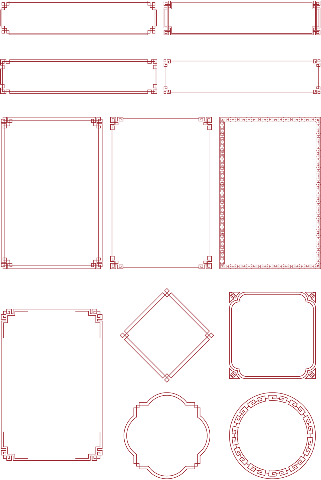 中国风通用中式简约边框元素素材预览效果