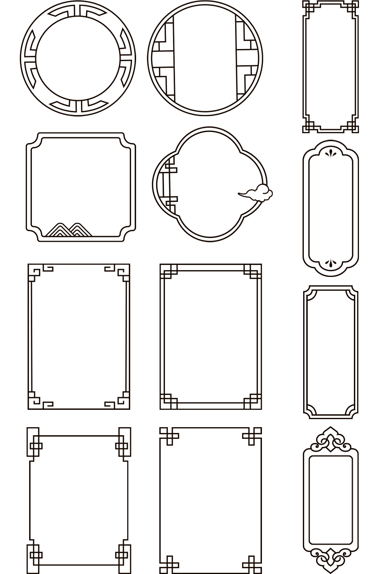 中国风中式简约边框组合元素素材预览效果