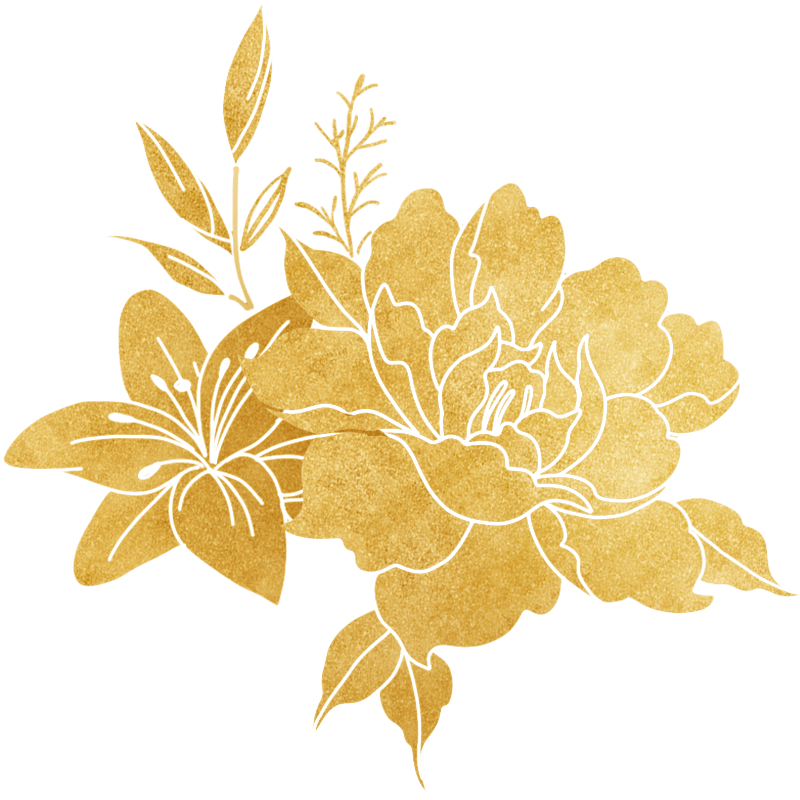 植物烫金花朵插画元素素材预览效果