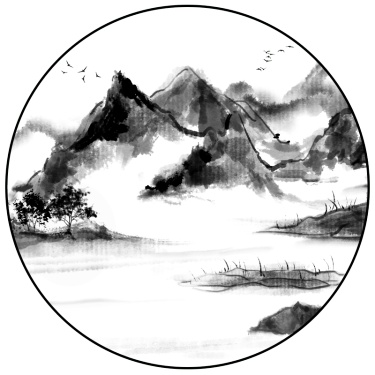 手绘-中国风水墨风场景贴纸-山