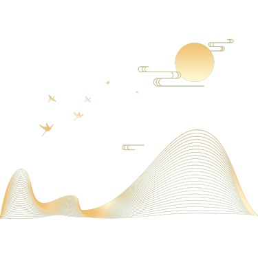 中国风通用国风山水太阳线条感组合元素素材